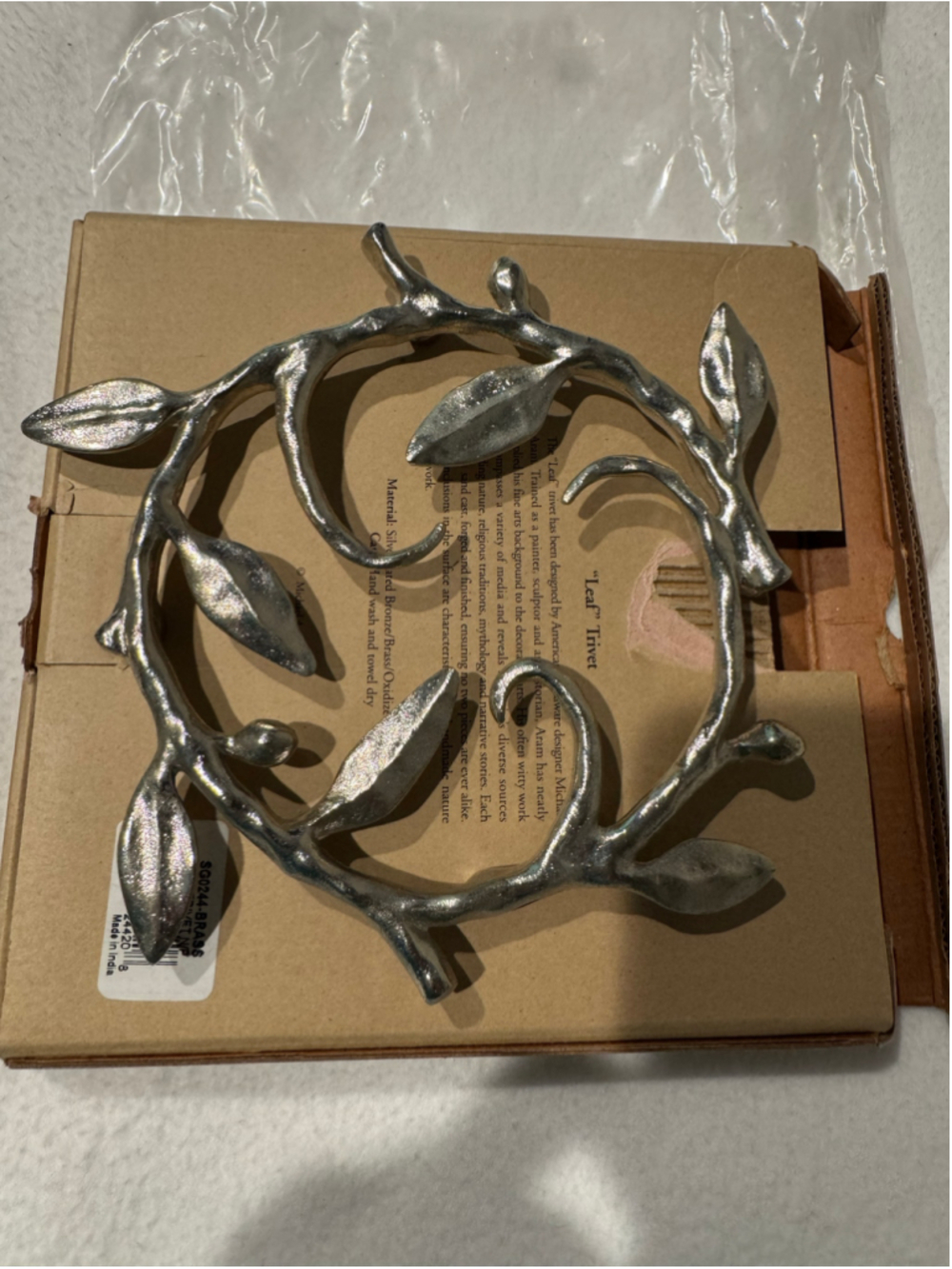 Michael Aram Leaf Trivet Silver Kitchen Tool Decor